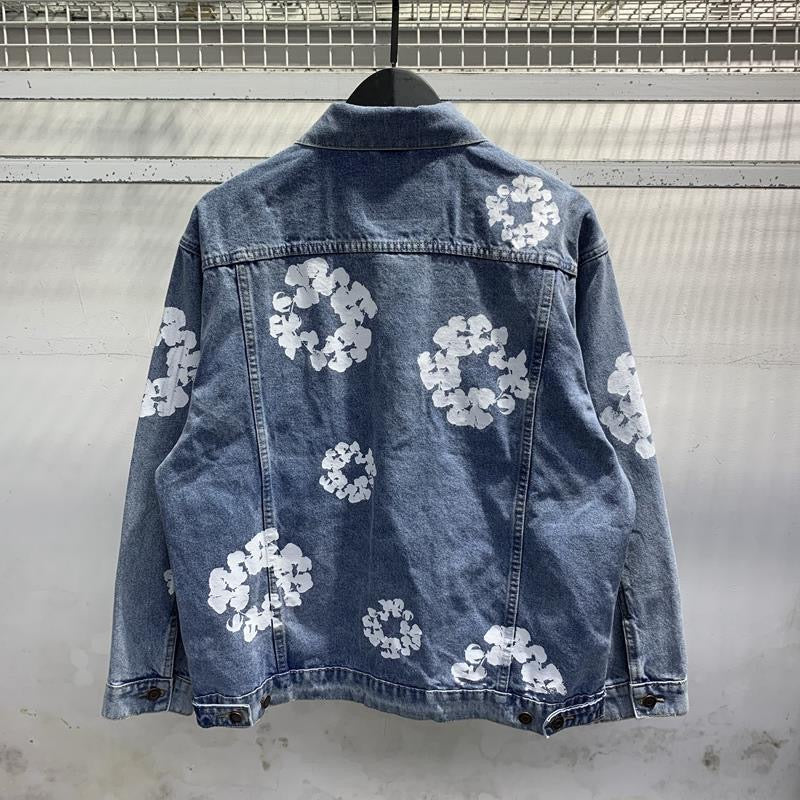 Blue Denim Floral Hoodie