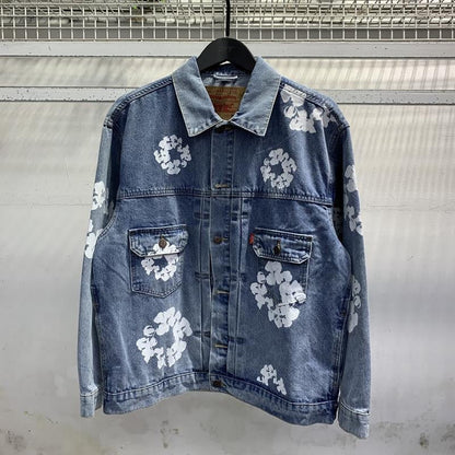 Blue Denim Floral Hoodie