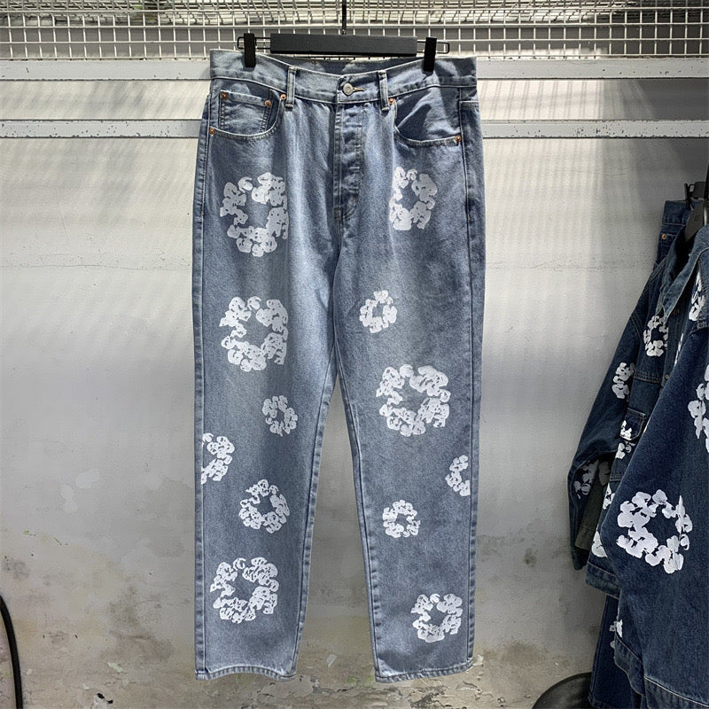 Blue Floral Jeans