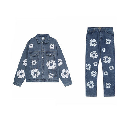 Blue Denim Floral Set