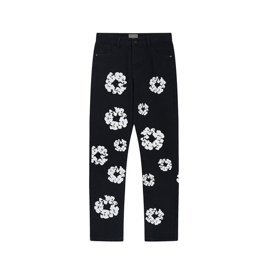 Black Floral Jeans