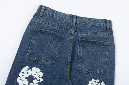 Blue Floral Jeans