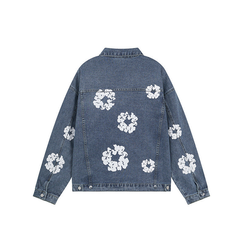 Blue Denim Floral Hoodie