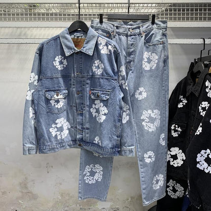 Blue Denim Floral Set