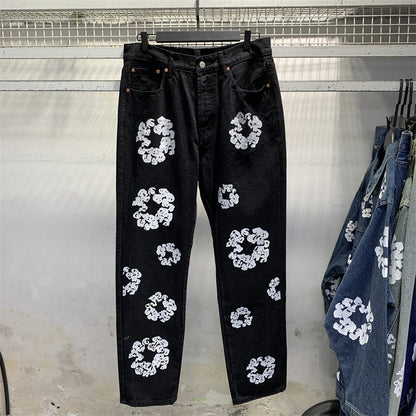 Black Floral Jeans