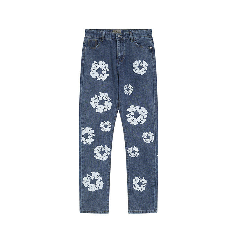 Blue Floral Jeans