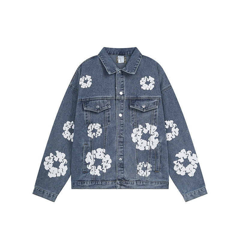 Blue Denim Floral Hoodie