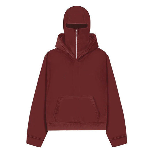 Burgundy Balaclava Hoodie