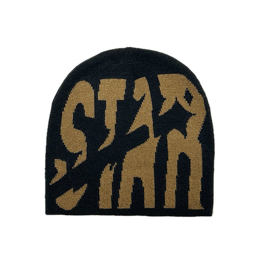 Black Brown Star Wool Cap